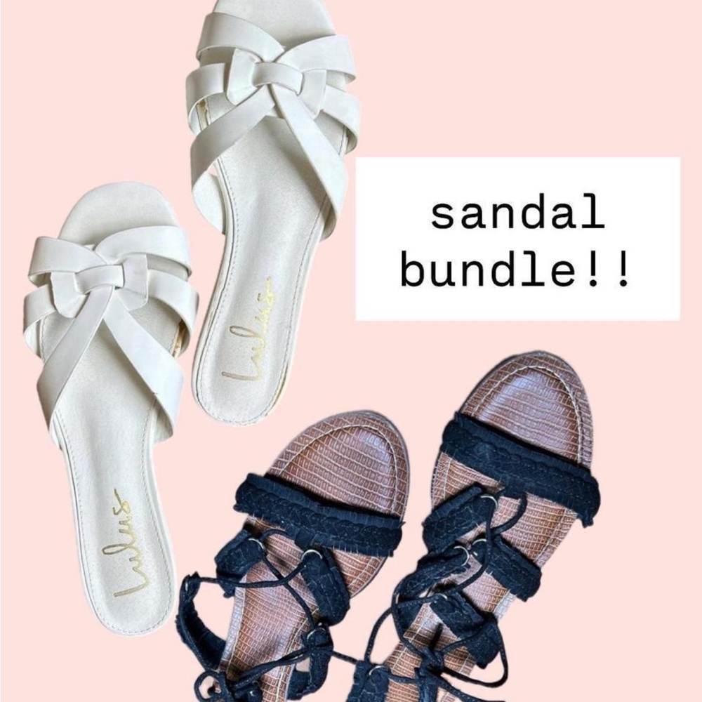 Lulu's Cream and Black Sandal Set